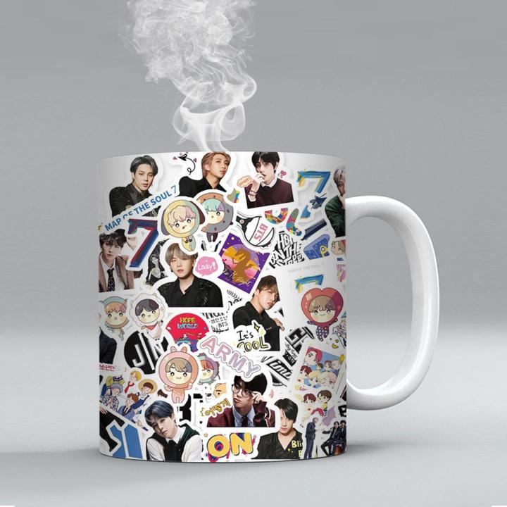 BTS Coffee Mug for Army Lovers - Ceramic Coffee Cup - Korean Music Band BTS K-POP BTS Army, KPOP, STRAY KIDS, SEVENTEEN, EXO, TWICE, ASTRO Fully Customized Perfect Gift For Army lovers with free surprised gift.
