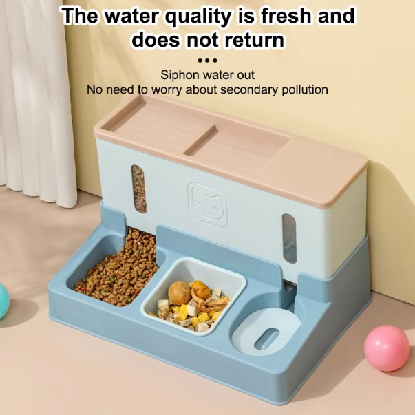 Pet Automatic Food & Water Dispenser - For Long Term Supply for Cats & Dogs