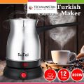 Techmanistan Electric Coffee Pot - 800ml, Stainless Steel Electric Turkish Coffee Maker Machine Espresso Maker Tea Moka Pot Coffee Maker Tea Kettle. 