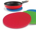 Silicone Trivet Mat – Non-Slip Pot Holder | Round Heat Resistant Silicone Mat for Kitchen Dishes | Multi-Function Hot Pad. 