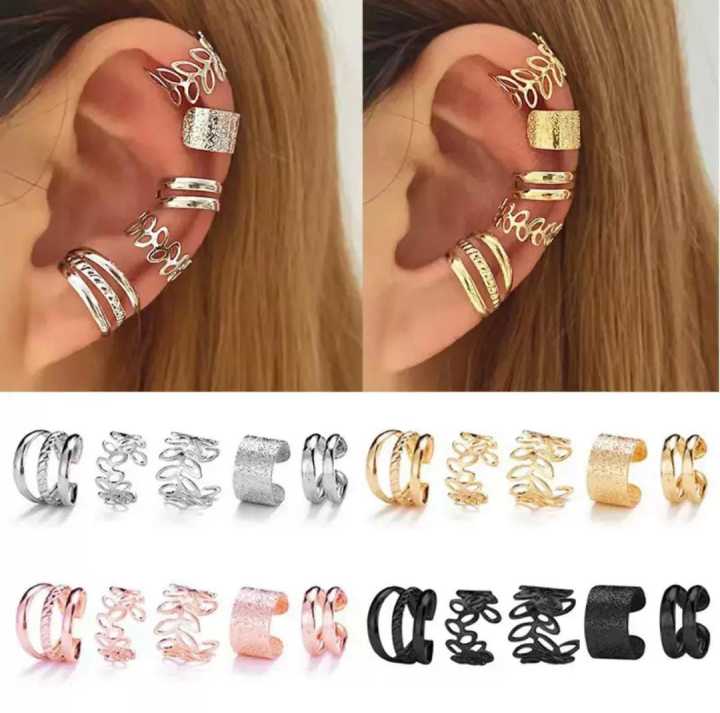 Set 2 Ear Cuff Non Piercing - Orecchini A Clip In Oro 14K Ipoallergenici - Finto Piercing Cartilagine Regolabile - Idea Regalo In Scatola