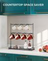 Coffee Mug Holder for Countertop, Tea Cup Holder, 14-Hook Mug Tree Rack for 14 Cups, 2 Tier Mug Display Stand with Heavy Duty Metal Base, Cup-Mug Organizer. 