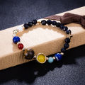 Bead Bracelet Solar System Design Astronomy Galaxy Themed Rock Beads Bangle. 