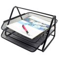 Office 2 Tier Heavy Duty Metal Desktop Letter Tray File Organizer Sorter Desk Document Organizer Shelf Tray Magazine Holder Paper File Newspaper Organizer Tray - Black. 