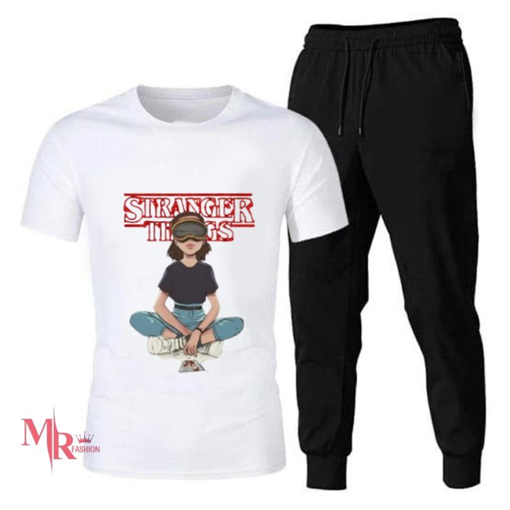 STRANGER THINGS Printed Tracksuit Summer Collection For Women&Girls