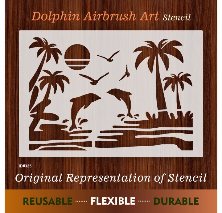 Dolphin Airbrush art Stencil Wall Painting Scrapbook Coloring Embossing Album Decorative Template. ID 325