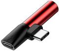 BASEUS L41 - 2 in 1 CONNECTOR  Type C  to 3.5mm Aux Jack Adapter + TYPE C Charging Extension Earphone Adapter. 