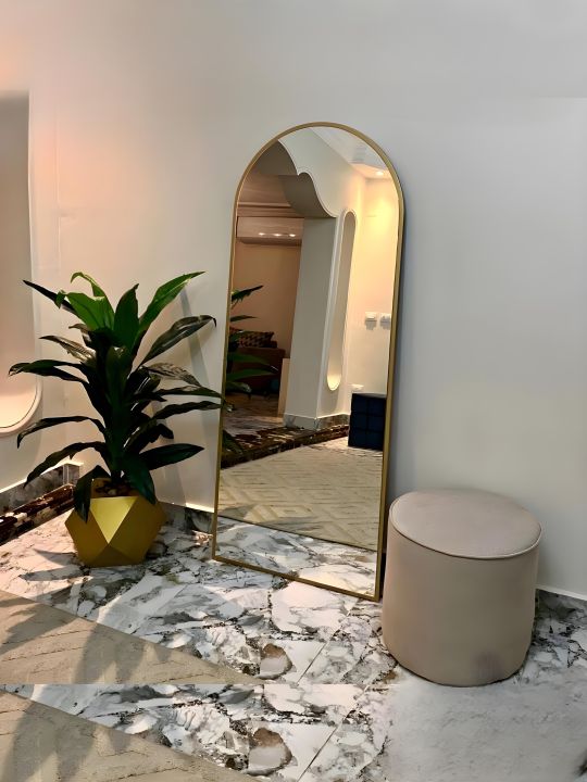 The Oak Furniture Full Length Wall Mounted Mirror with stand For Living Room , Full Length Standing Mirror , Long Wall Standing Mirror, Full Size Standing Mirror For Bedroom , Full Size Standing Mirror With Stand