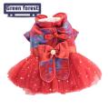 Pet Dress for Dogs Pet Wedding Couple Tang Dress Elegant Coil Buttons with Bow Tie Mesh Patchwork Cute Thickened Pet Dress Travel Dog Clothes. 