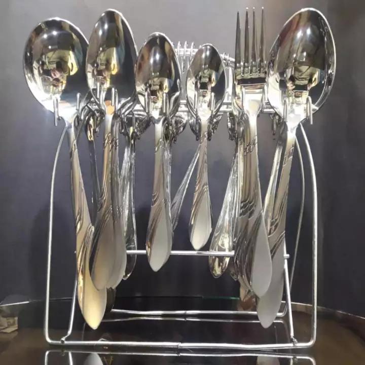 29 Pcs Stainless Steel Cutlery Spoon fork Set With Stand- Stylish Durable spoons forks - New Design