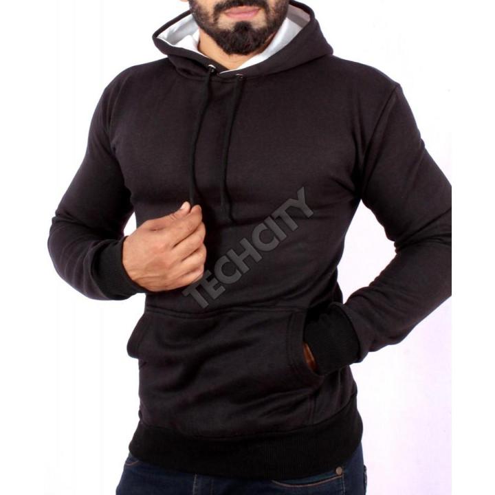 Black Printed Hoodi For Men