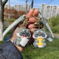 Animal Small Raccoon Keychain Super Cute Cartoon Red Panda Girl Backpack Decoration Women Keychain Children's Gifts Wholesale. 