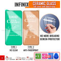 INFINIX Ceramic Screen Protector HD/Matte 9H Flexible Tempered Glass Infinix Hot 30 30i 20i Zero 5G Note 12 G96 G88. 