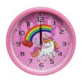 Wall Clock For Kids Room Unicorn Character Design. 