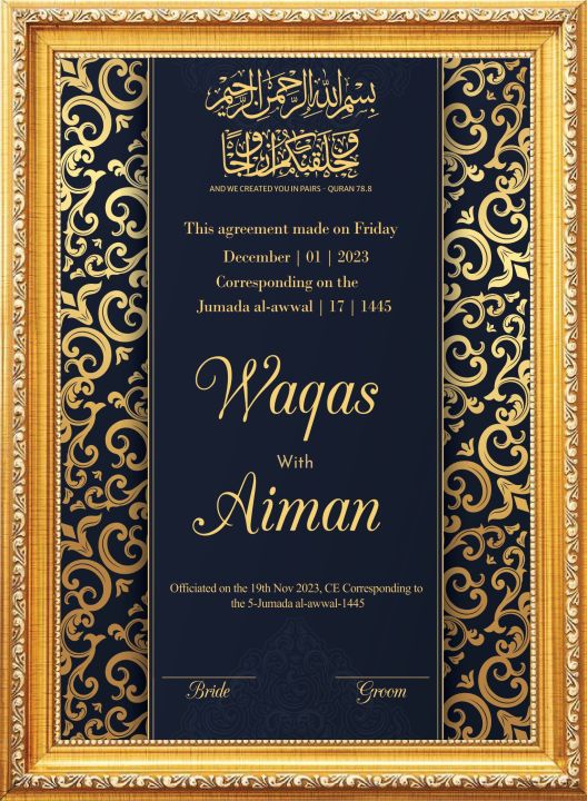 Customized%20A4%20Size%20Nikah%20Certificate%20With%20Frame%20Premium%20Classic%20Golden%20Frame%20Nikkah%20Nama%20Signature%20Certificate%20HD%20Print%20Quality%20for%20Bride%20&%20Groom%20-%20Image%202