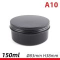 5/10/15/20/30/50/60/80/100/150/200/250Ml Black Empty Round Aluminum Box Metal Tin Cans Cosmetic Cream DIY Refillable 1PC. 