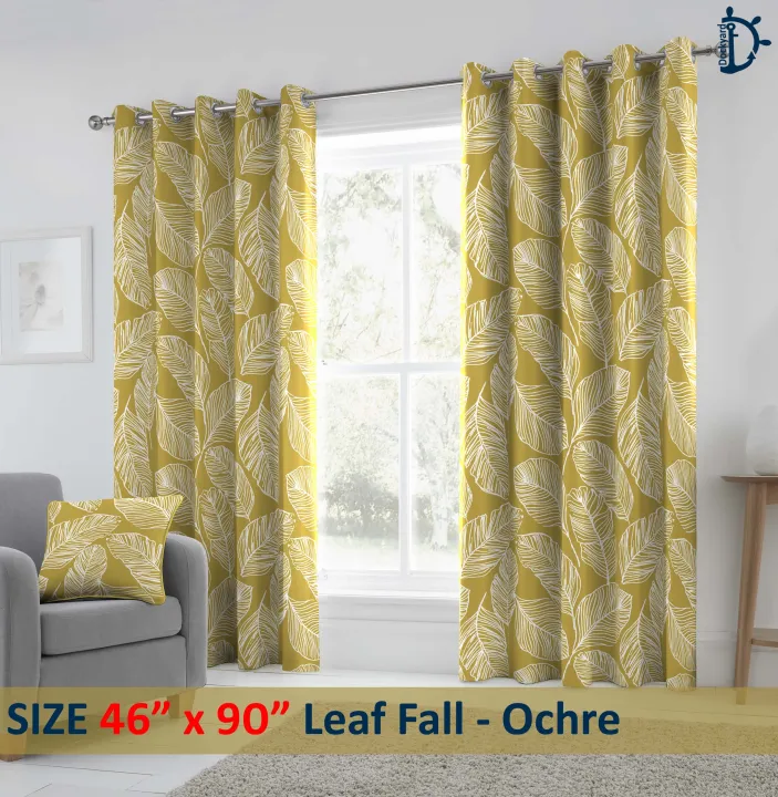 Curtains%20Set,%20Printed%20curtains%20for%20room,%20100%25%20cotton%20-%20Leaf%20Fall%20Ochre%20-%20Pack%20of%202%20Curtains%20-%20Image%202