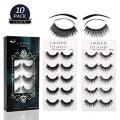 Pack of 10 - Pairs of Thick  Bridal Eyelashes - Black. 