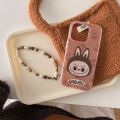 100% Quality+COD Brown Labu cloth wristband phone case suitable for iPhone 16/1514/13 Promax double-layer hard shell hand-held chain hanging rope. 