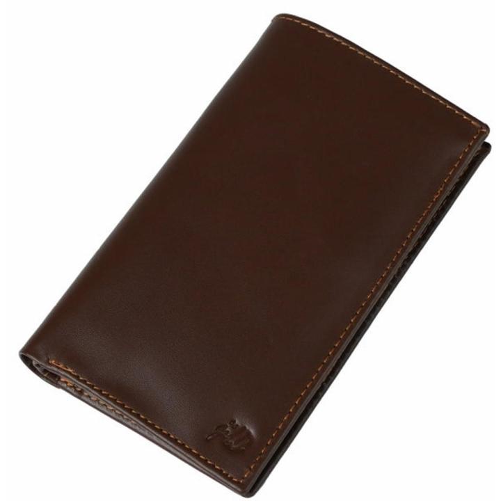 JILD-18 Pockets Leather Long Wallet-DARK BROWN