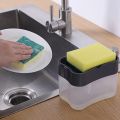 2 in 1 Soap Dispenser Push-Out Liquid Dispenser Kitchen Dishwashing Brush Scouring Pad Detergent Automatic Dispenser Kitchen Tool. 