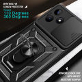 For Realme C51 / C53 / Narzo N53 / Note 50 Case Hard Sliding Lens Protect Stand Holder Back Cover. 