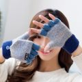 Winter Warm Wool Gloves Fashion Design Fingerless Glove Knitted Flip Flexible Exposed Finger Thick Gloves Mittens Men Women. 