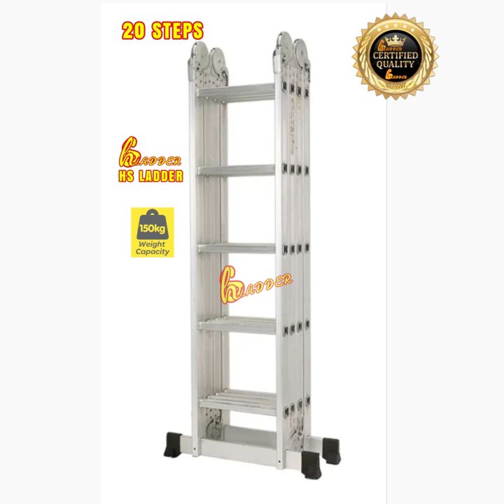Almunium%20Multi%20Purpose%20Folding%20Ladder%2020%20Steps%20Heavy%20Quality%20Foldable%20ladder%20%2020%20Feet%20%20Adjustable%20%20and%20Folding%20-%20Image%204