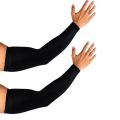2 Pairs of Arm Sleeves For Men and Women in Black Free Size Fits Thin Legs and Arms. 
