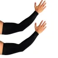 2 Pairs of Arm Sleeves For Men and Women in Black Free Size Fits Thin Legs and Arms. 
