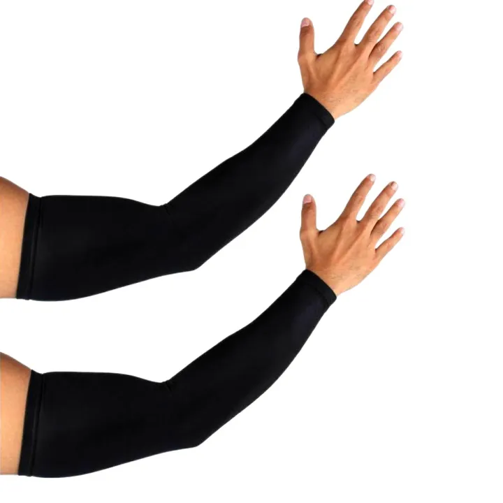 2 Pairs of Arm Sleeves For Men and Women in Black Free Size Fits Thin Legs and Arms