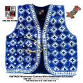 Saraiki Multani Blue White Black Ajrak Waist Coat Koti for Girls & Women Embroidered Waistcoat by ZENZ Pakistani Traditional & Cultural Wear. 