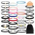 30 PCS Black Velvet Choker Necklace Set Henna Tattoo Choker Set Velvet Tattoo Ribbon Velvet Choker Set for Teen Girls Women. 
