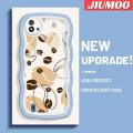 JIUMOO For Realme C20 Realme C20A Realme C11 2021 Realme Narzo 50i Case Cartoon Coffee Bean Pattern Colorful Lovely Cream Wave Border Soft Clear Shockproof Phone Cases Creative Camera Transparent Casing Simple Gentle Protective Cover. 