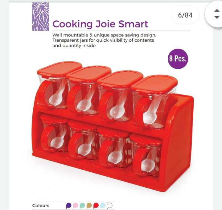 Wall%20Mountable%20Cooking%20Joie%20Smart%20Spices%20Storage%208%20Jars%20Rack%20with%208%20Spoons%20Multicolour%20-%20Image%202