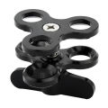 Ball Clamp 3 Holes Diving Lights Arm Ball Butterfly Clip Mount Bracket for Action Camera Flashlight Tripod,Black. 