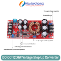 DC-DC 20A 1200W & 30A 1500W Voltage  Boost Converter DIY Step-up Boost Constant Stream Power Supply Module Board in 10-60V Out 12-90V Electric Uni. 