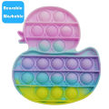 Push Pop Bubble Fidget Spinner Pop It Silicone Toy - 5 inches - Rainbow Duck. 