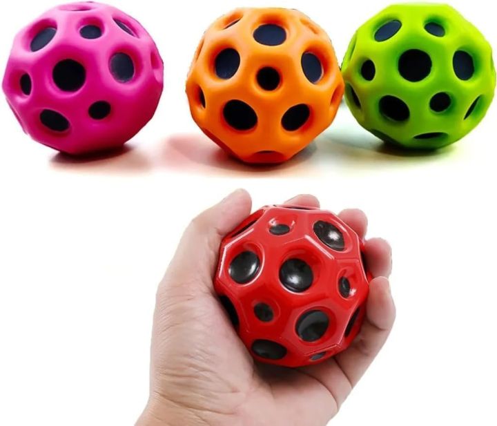 Amazon New Trending 6.3 CM Moon Ball Bouncy Coral Anti Stress Bouncing for Kids Soft Rubber Bounce Set Playground Gift Boys and Girl Crazy Fun Super Star Children (Pack of 1 - Multicolor) (Moon Ball)