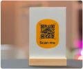 6 x 8 Inches QR Code Acrylic Sign Brochure Holder and Menu Stand with Wooden Base. 