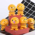 Car Interior Dashboard Decoration Spring Smile Doll Car Emoji Shaking Head Toy-Yellow. 