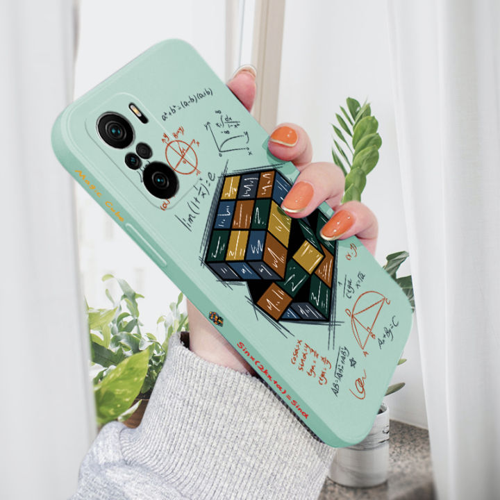 AMORVOR for Xiaomi Poco F3 Back Cover Formula Rubik's Cube Side design Soft Case Liquid Silicone Phone Cases