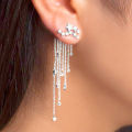 Bohemian Alloy Tassel Earrings With Star Pendant Gold Color Long Earrings(Silver 70 MM). 