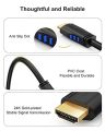 3ft / 6ft  4K HDMI Cable, Left Angle 90 Degree HDMI Cable, 4K@60HZ Ultra HD Support, Male to Male Black HDMI Cable. 