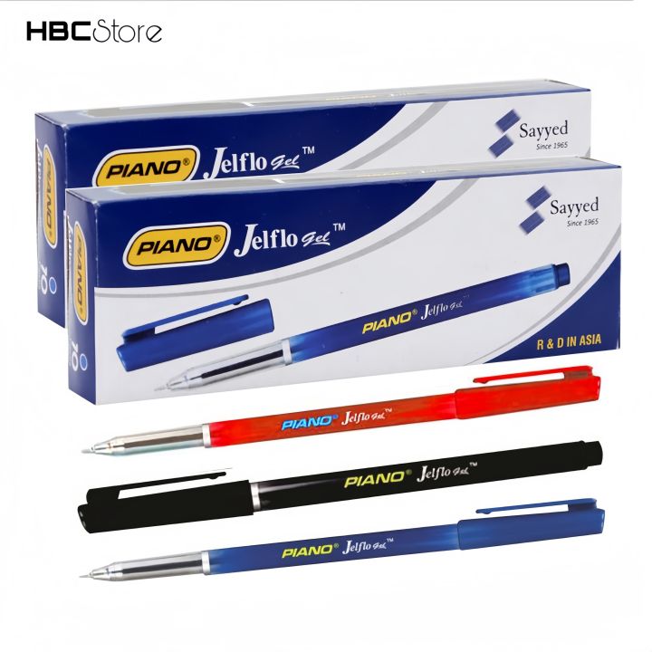 PIANO Jelflo Ball Point Pens - Pack of 10 Pcs | (Blue,Black,Red) Best ...