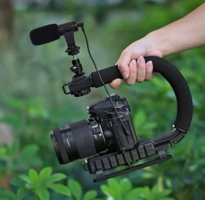 Ay-49u U Shaped Video Making Handheld Stabilizer Kit With Light, Microphone, Bluetooth Remote For Camera & Mobile - Perfect For Vlogging, Podcast, Live Streaming, Youtube