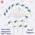 CUSTOMIZED Baat Pakki/Date Fixed Mithai Cupcake Toppers Pack of 10/20, Perfect for Engagement & Wedding Party Celebration ,Baat Pakki & Wedding Party Celebration Toppers. 