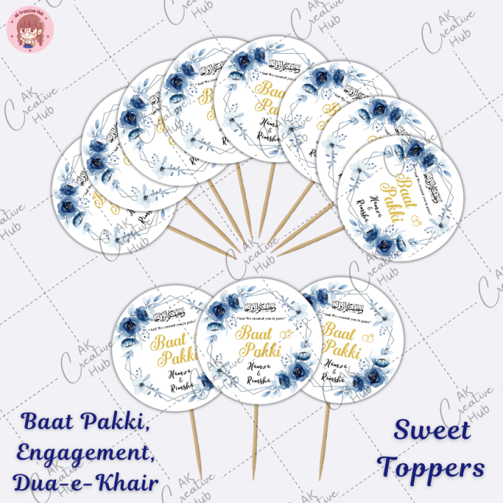 CUSTOMIZED%20Baat%20Pakki/Date%20Fixed%20Mithai%20Cupcake%20Toppers%20Pack%20of%2010/20,%20Perfect%20for%20Engagement%20&%20Wedding%20Party%20Celebration%20,Baat%20Pakki%20&%20Wedding%20Party%20Celebration%20Toppers%20-%20Image%203