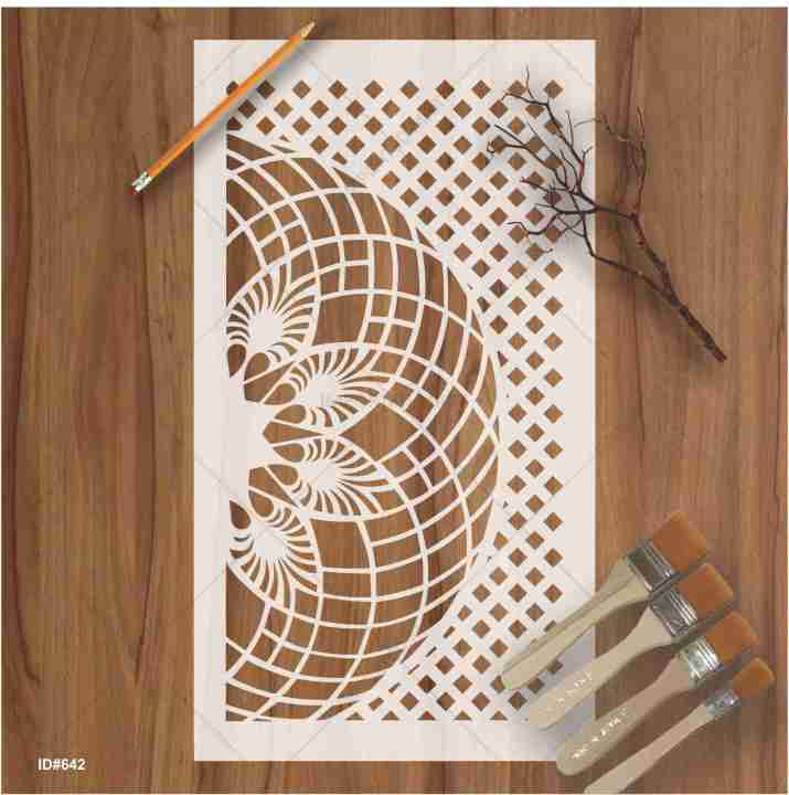 Geospiral Matrix Wall Stencil , geometric wall stencil Parametric Decorative Pattern ID#642