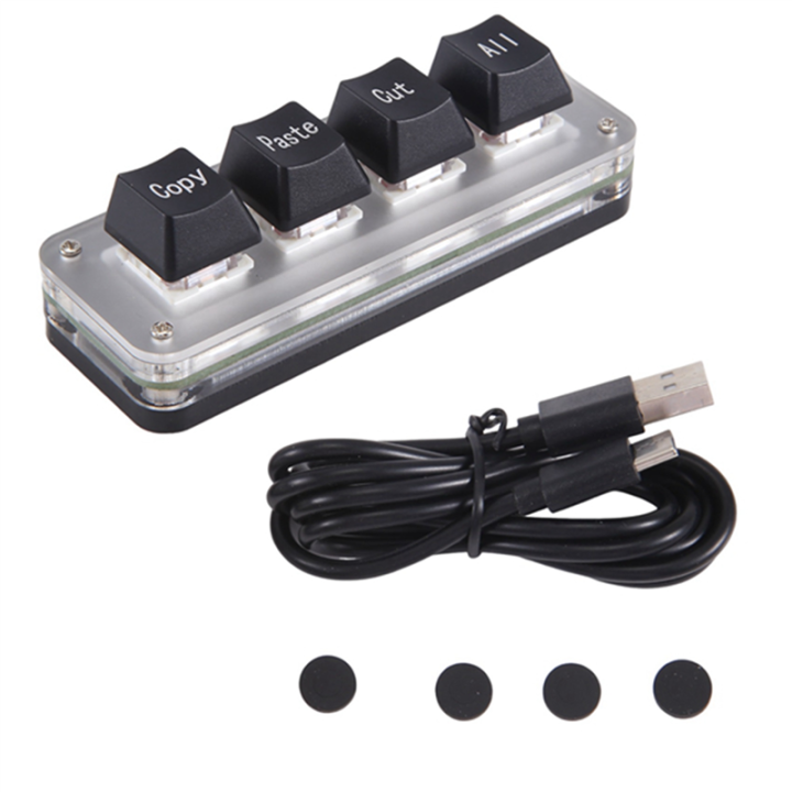 Mini 4-Key Select Copy Paste Cut All Macro Pad Shortcut One Handed Keyboard RGB Gaming Mechanical Keyboard OSU Key Easy to Use